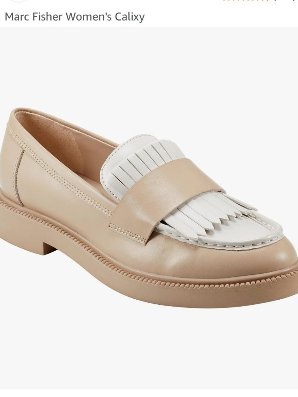 Marc Fisher SZ 9.5 Calixy Cream & Ivory Loafer Career Academia Preppy Heritage